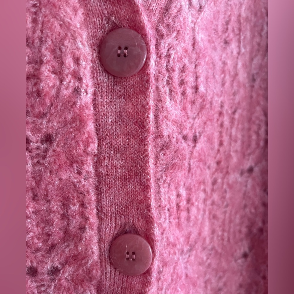 Sezane Pink Openwork Mohair Blend Cardigan - Picture 3 of 6